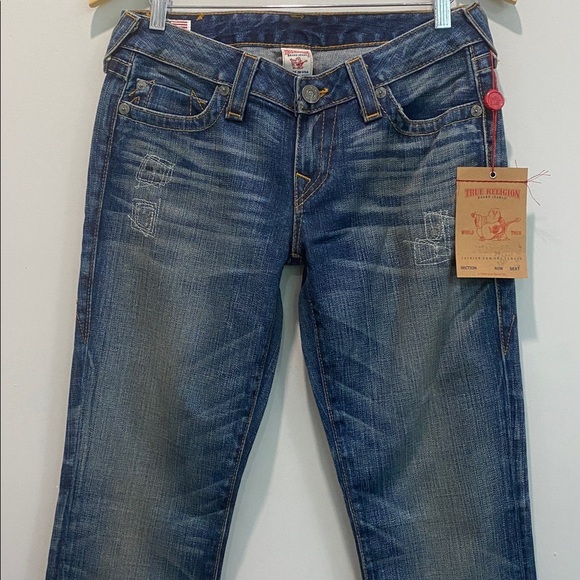 True Religion Women's Johnny Blue Low Rise Straight Leg Jeans NWT Size 28 - Picture 5 of 15